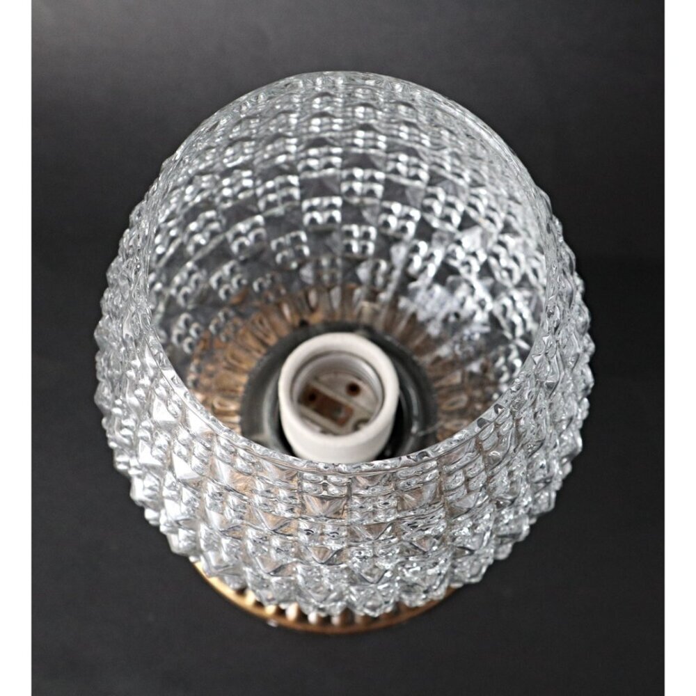 Vintage MCM Ceiling light Clear Lamp Shade & Fixture - Picture 3 of 9